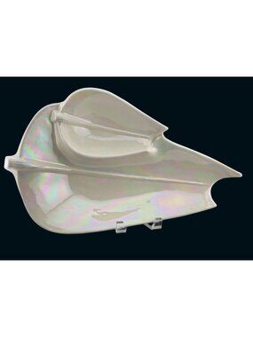 MCM Leaf-Shaped Iridescent Ceramic Serving Chip and Dip Bowl Cal Style 2234 USA